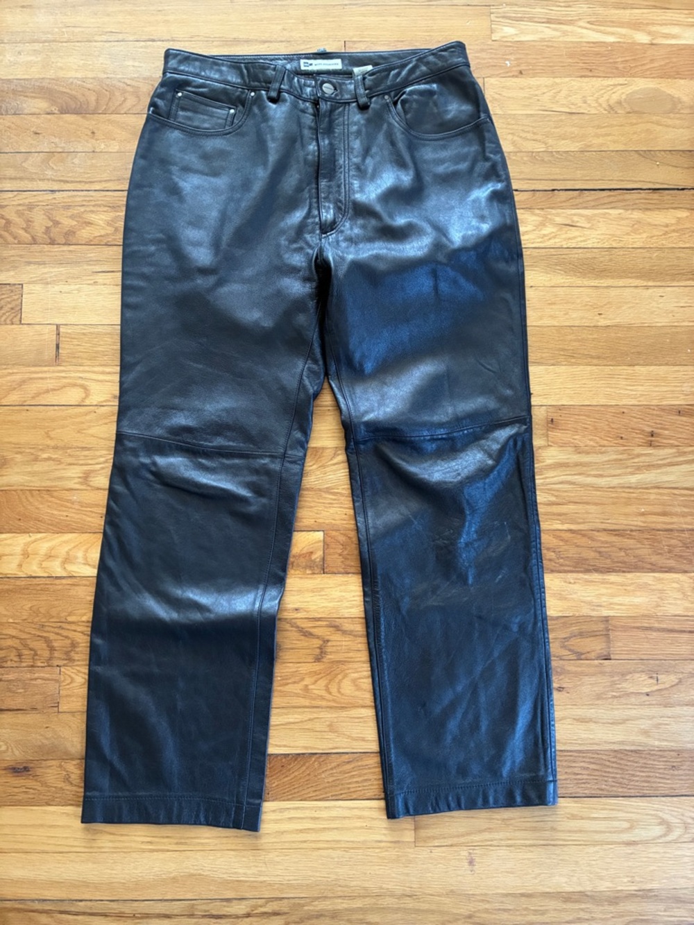 Genuine Leather Pants Mens 34 Lamb Nappa Straight Leg Black Wilke Rodriguez